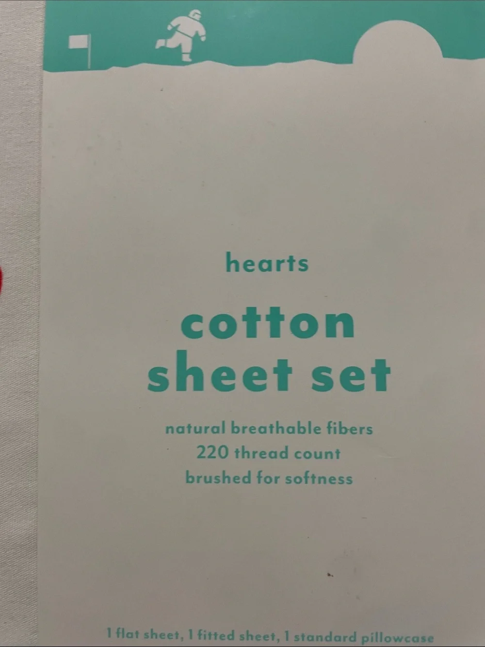 Pillowfort White Cotton Sheet Set with Red Heart Print
